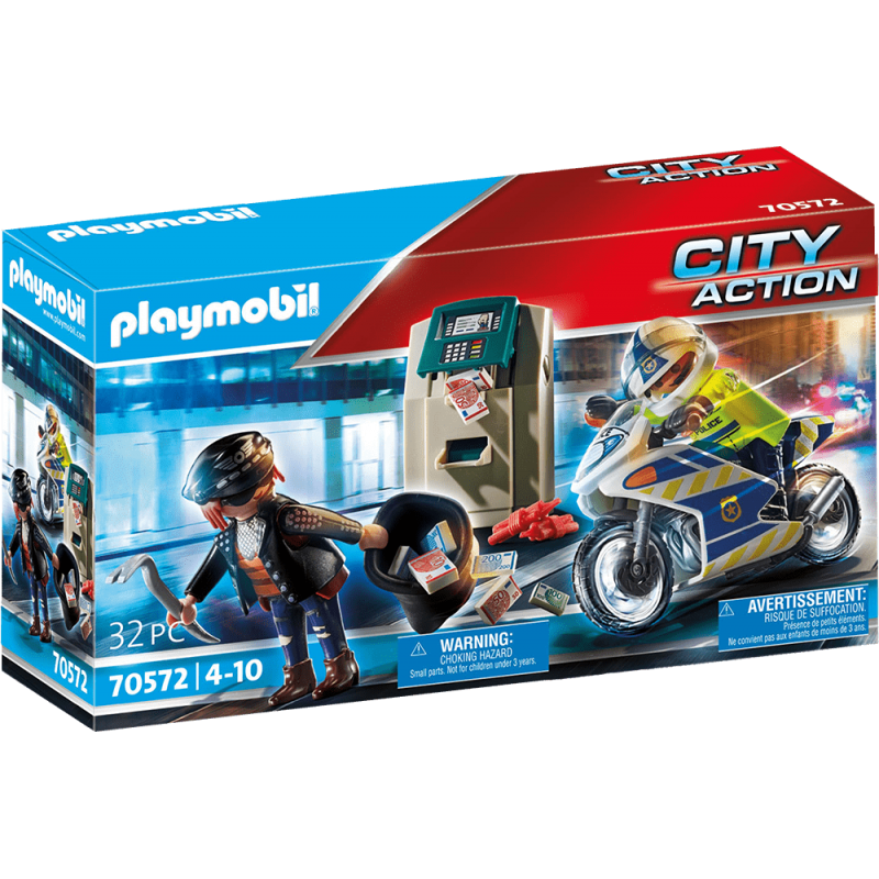 Policier avec moto et voleur - Playmobil 70572