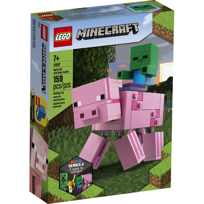 Lego Minecraft 21157 : Bigfigurine cochon et bébé zombie