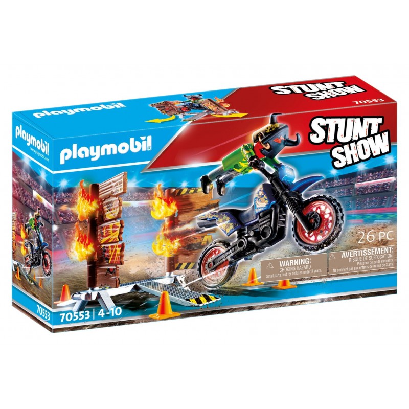 Stuntshow Pilote de moto et mur de feu - Playmobil 70553