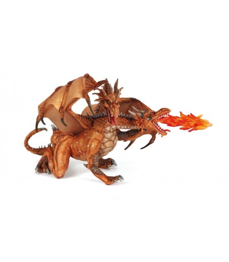 Figurine Dragon deux têtes or