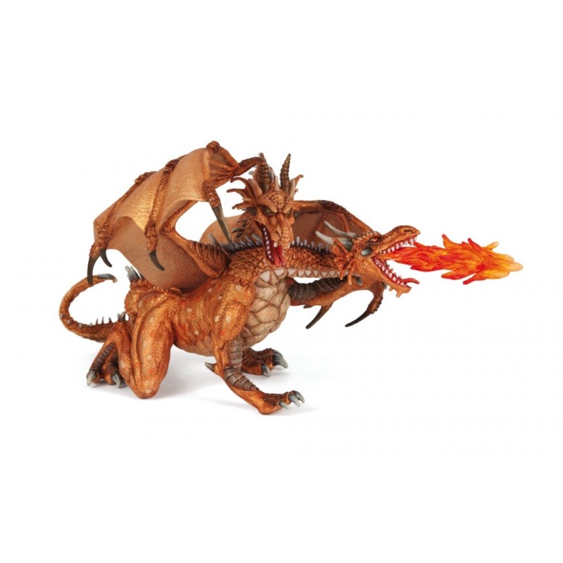 Figurine Dragon deux têtes or